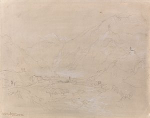 渓谷の町のある山岳風景 作： Joseph Mallord William Turner